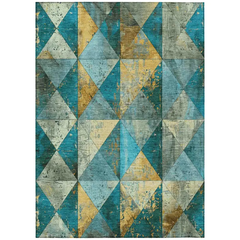 Galon Teal Indoor-Outdoor Area Rug – Uv-Resistant Washable Floor Mat 1