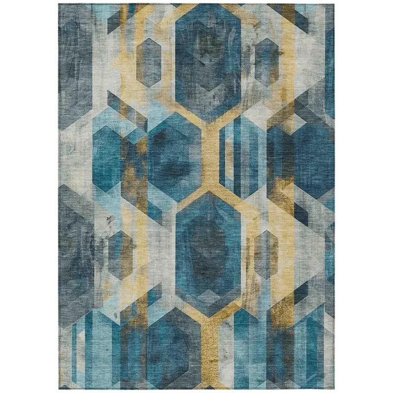 Galor Teal Indoor-Outdoor Area Rug – Quick-Dry Washable Floor Covering 1