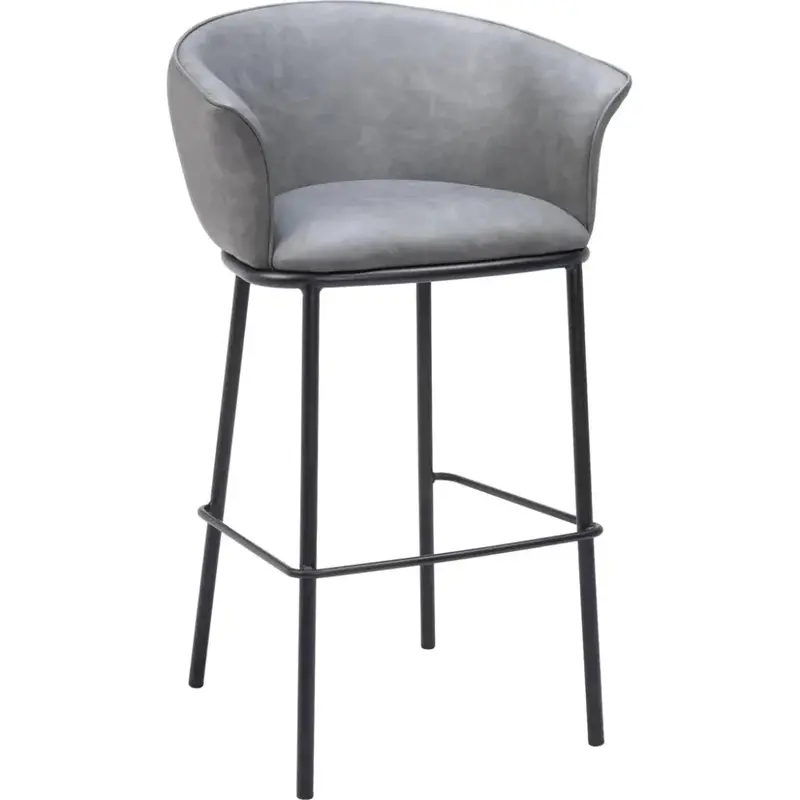 Garston Gray Faux Leather Bar Stool – Sleek Contemporary Style 1