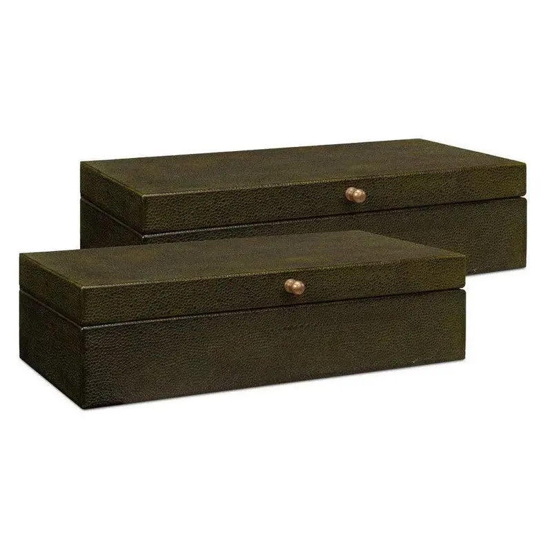 Gastsburg Green Shagreen-Style Box Set – Leather And Paper-Lined, 2-Piece 1