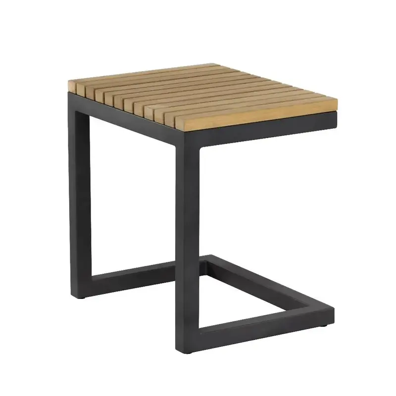 Geneve Aluminum C-Shaped Patio End Table – Compact Outdoor Accent Table 1