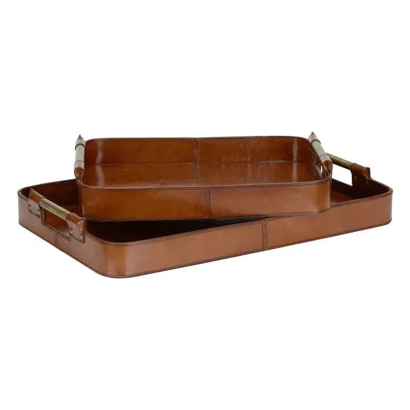 Gentleman-Style Dual Leather Valet Tray Set 1