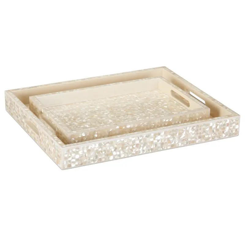 Gerri Dot Tray Set – White Mother-Of-Pearl Accent Pieces (2-Pack) 1