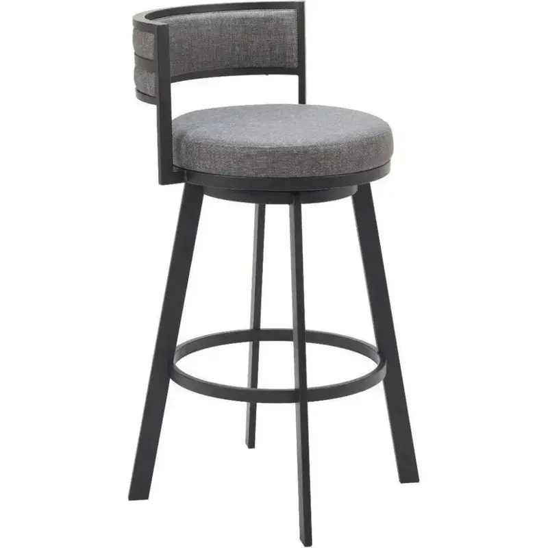 Gimsby Swivel Barstool In Grey Polyurethane – Modern Rotating Seat 1
