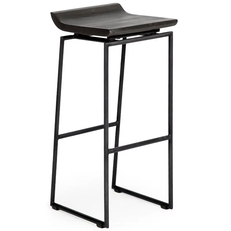Givens Solid Wood-Top Bar Stool – Industrial-Chic Height 1