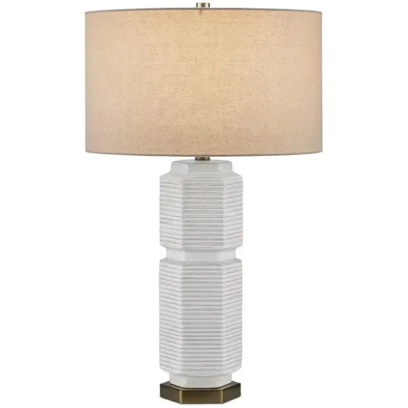 Glebe Crisp White Ceramic And Brushed Metal Table Lamp 1