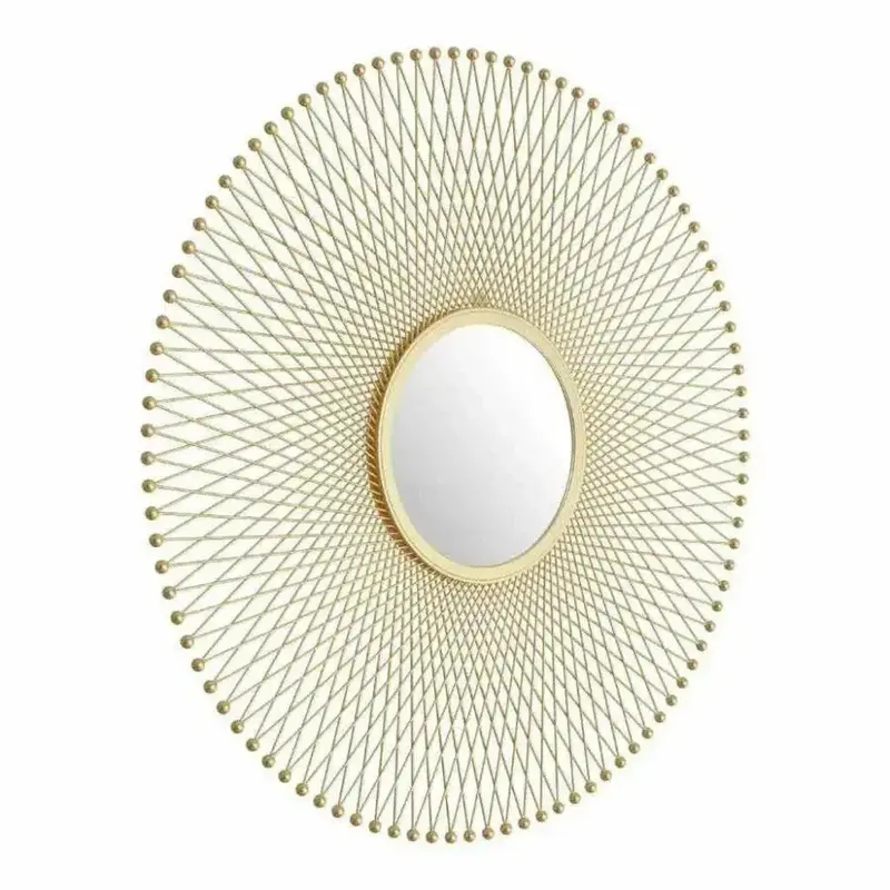 Glow Gold-Finished Round Wall Mirror 1