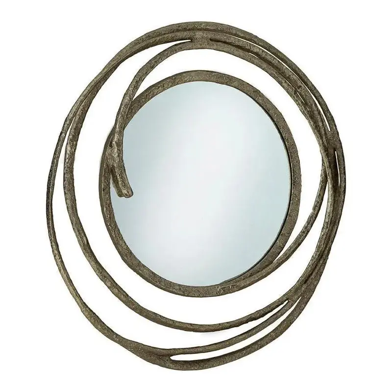Gold-Finished Aluminum Circular Wall Mirror 1