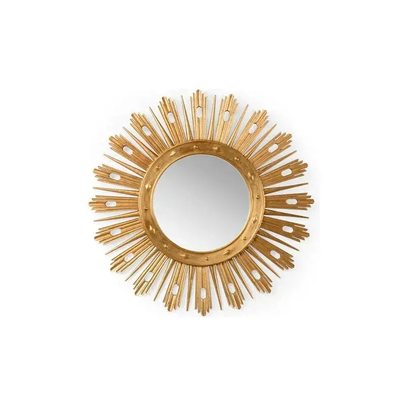 Gold-Finished Round Wall Mirror – Wasden Design 1