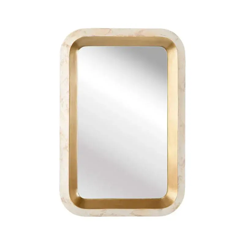 Gold Shellebrations Wall Mirror With Creamy Seashell Frame 1