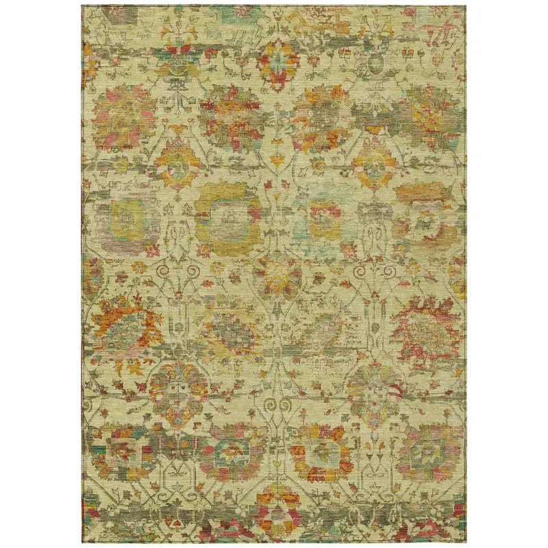 Gold Washable Indoor/Outdoor Area Rug By Haelira 1