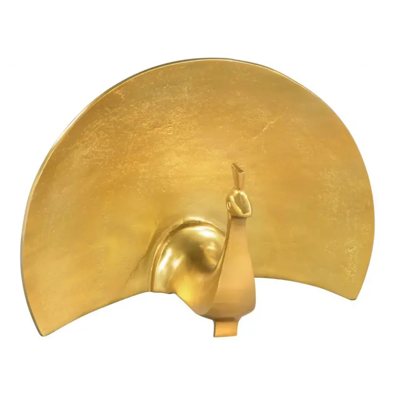 Golden Aluminum Sculptural Art Table Featuring Fan-Inspired Design 1