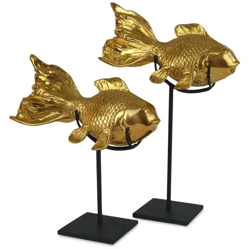 Goldfish Wall Or Table Sculpture Set – Metallic Finish, 2-Piece 1