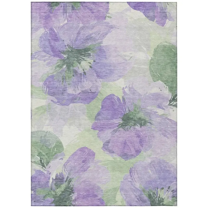 Golditha Purple All-Season Washable Rug 2