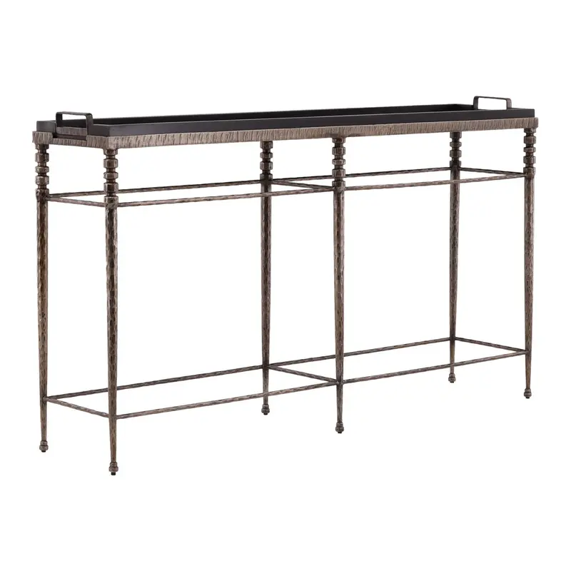Goodall Slender Console Table – Iron Frame With Reclaimed Wood Top 1