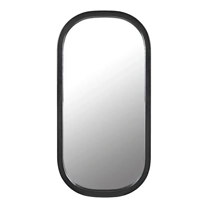 Gorky Oval Wall Mirror Set In Black Wood Frame For Classic Elegance 1
