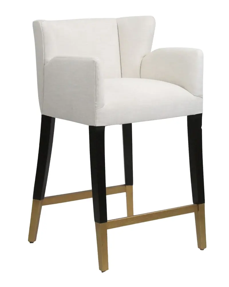 Grace Minimalist White Fabric Barstool 1