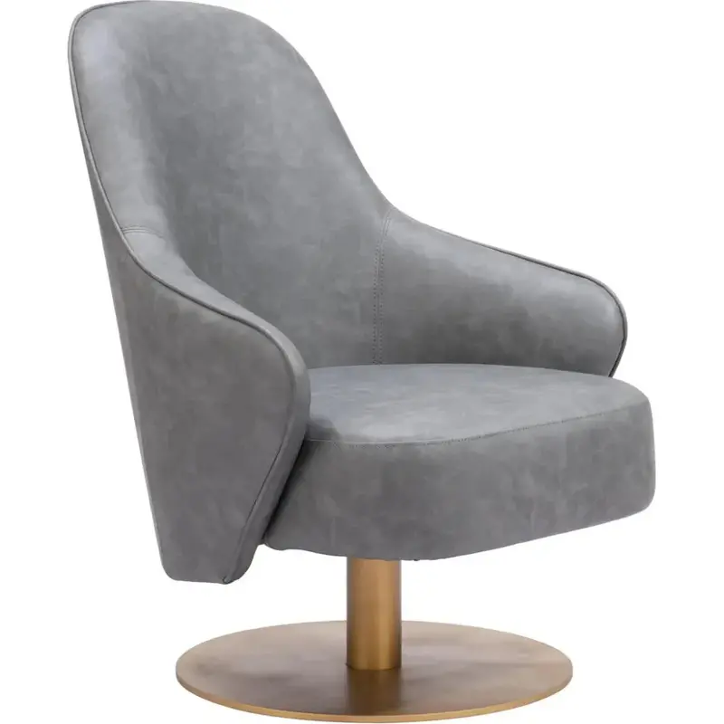 Gray Armless Accent Chair With Slim Steel Legs And Contoured Seat 1