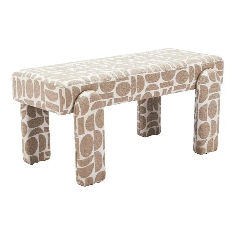 Gray Bench With Solid Wood Frame And Padded Seat 1