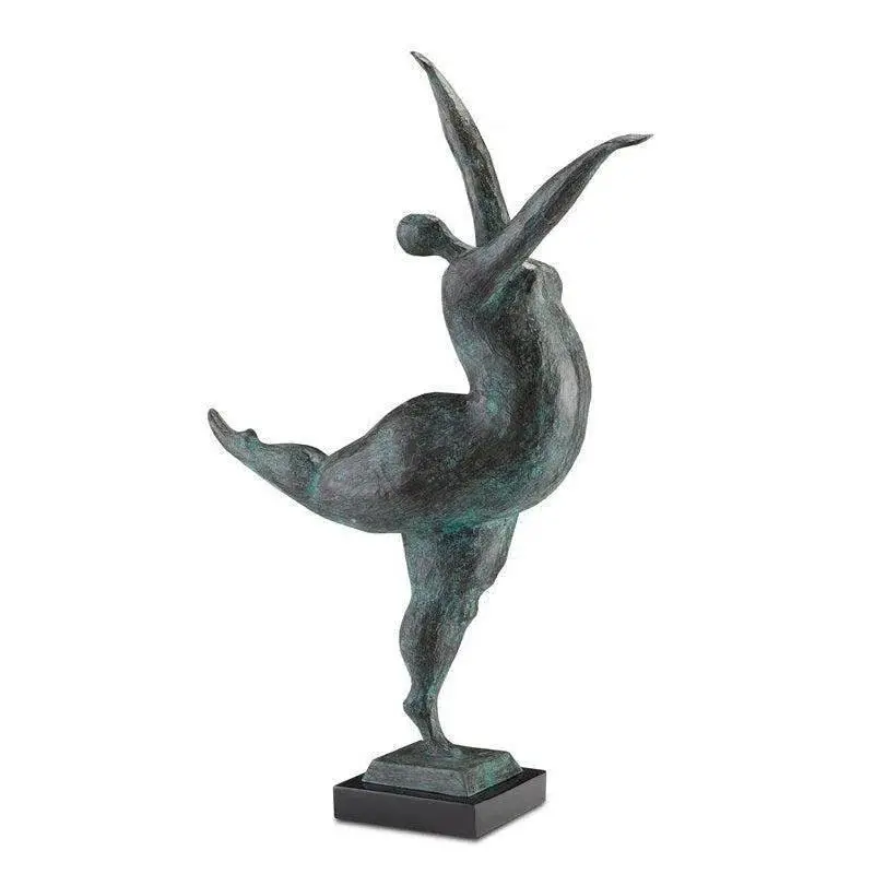 Green-And-Black Butterfly Ballerina Bronze Sculpture 1