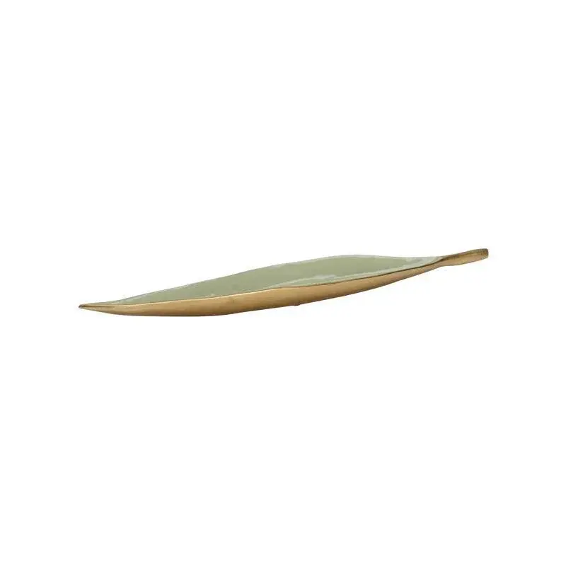 Green Enameled Botanical Leaf Serving Dish 1