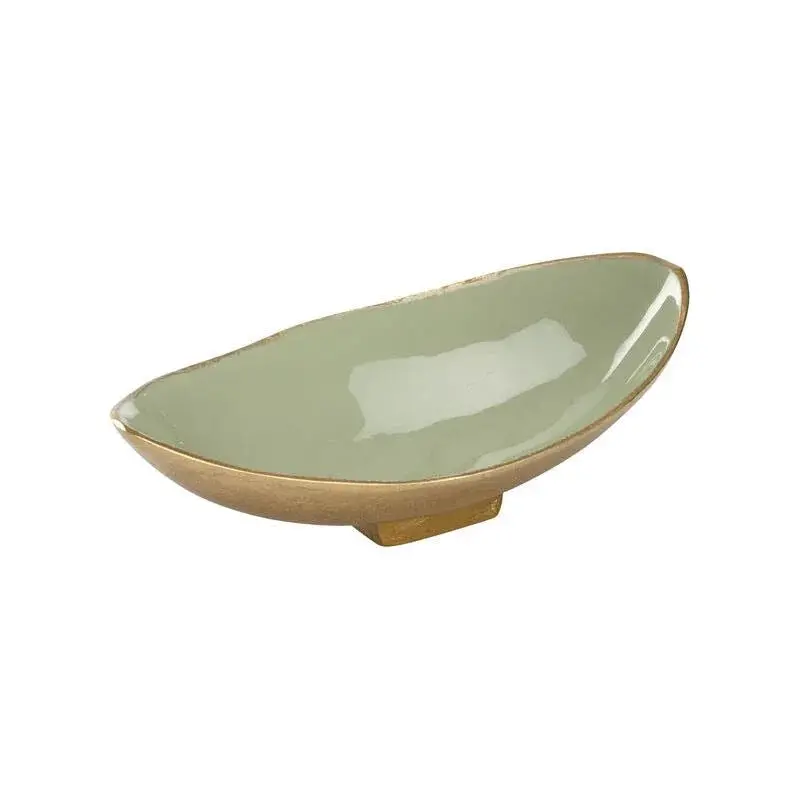 Green Enameled Olive Serving Bowl 1