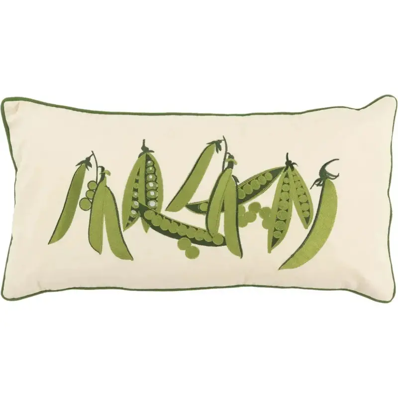 Green Peas Farmhouse Lumbar Pillow Cover With Insert 1