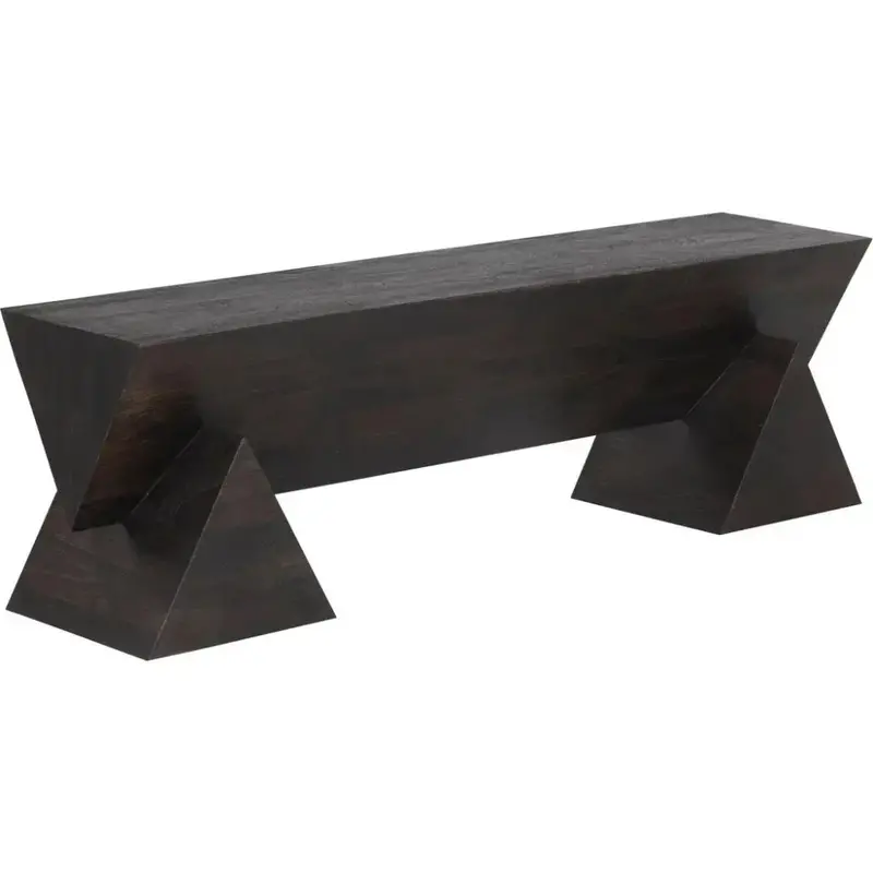Gregor Angular Solid Wood Backless Bench With Sculptural Form 1