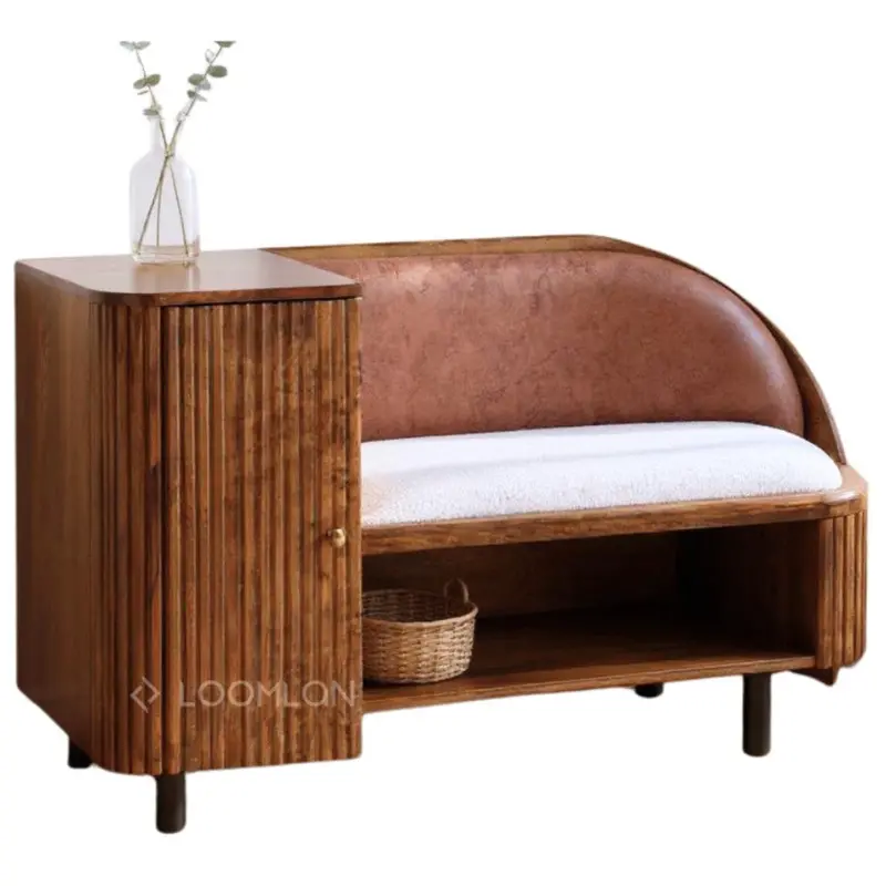 Grene Leather Bedroom Bench With Hidden Storage Compartment 1