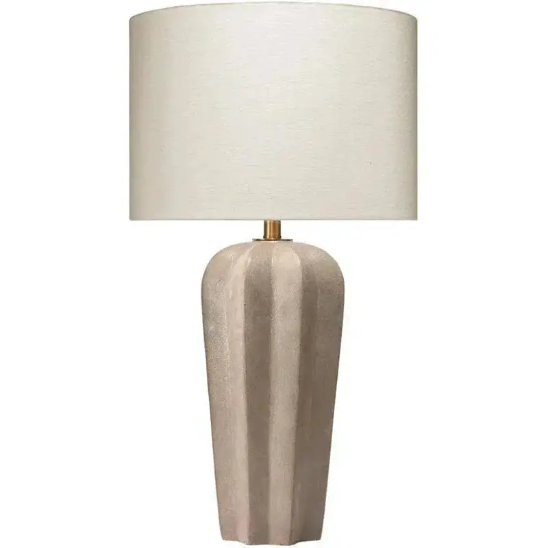 Grey Cement Regal Table Lamp – Stately Coastal Industrial Table Light 1