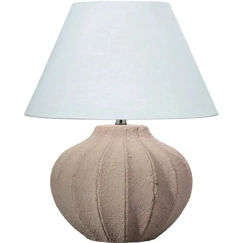 Grey Ceramic Clamshell Table Lamp – Textured Coastal Accent Light 1