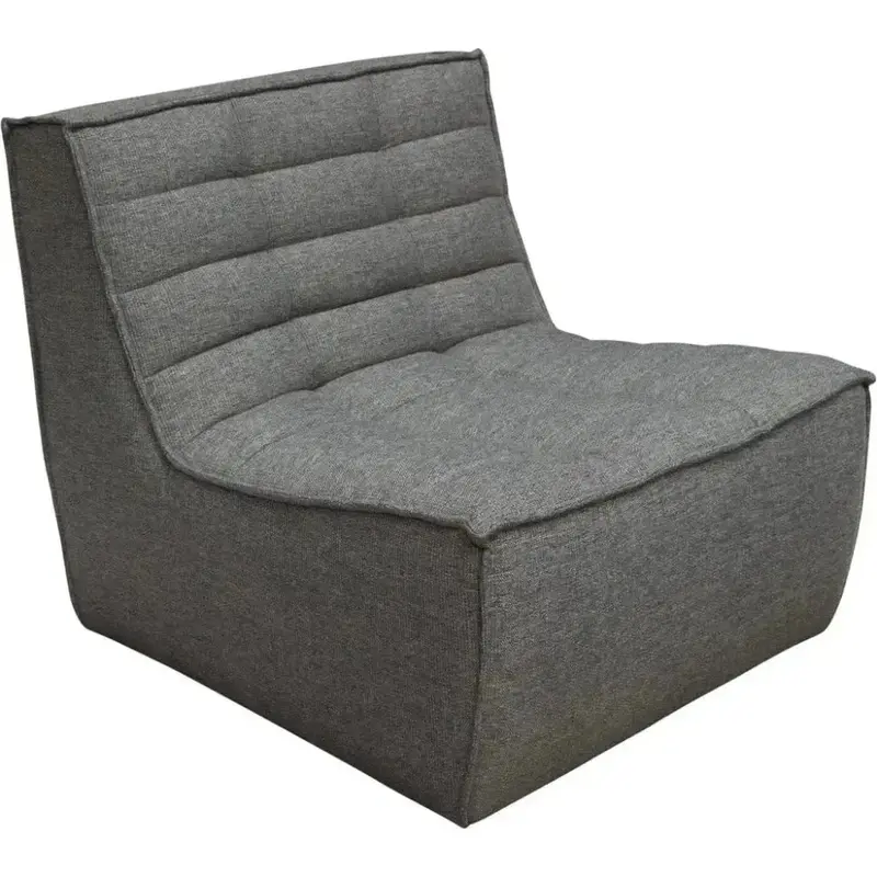 Grey Fabric Scooped-Seat Armless Lounge Chair 1