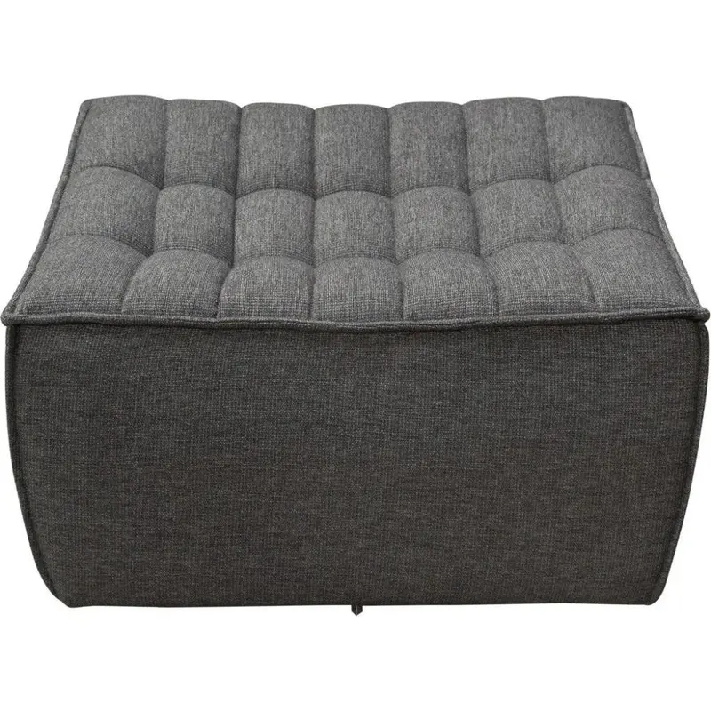 Grey Fabric Scooped-Seat Ottoman 1