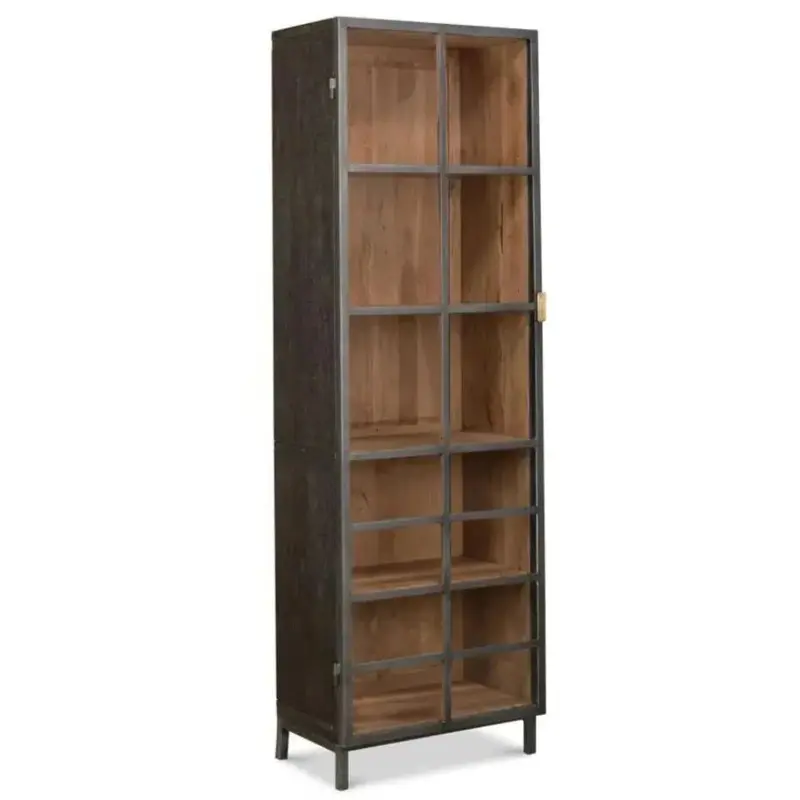 Grey Glass-Door Display Cabinet With Right-Mounted Gem Handle 1