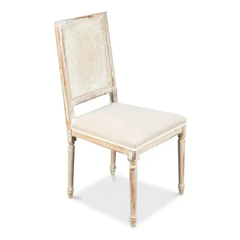 Grey Oak & Flax Dining Chairs – Cane-Back Fabric Seats, Set Of 2 1