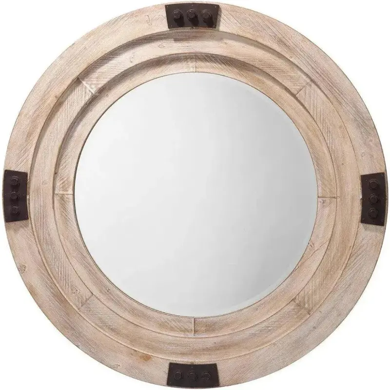 Grey-Washed Fir Wood Foreman Wall Mirror 1