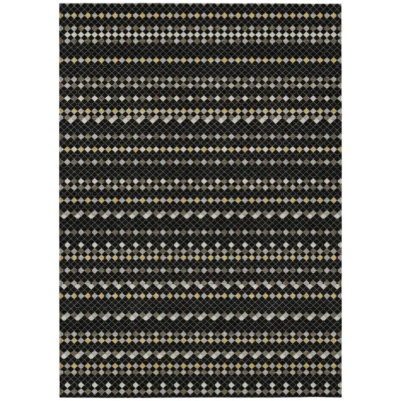 Gridora Black Heavy-Duty Indoor-Outdoor Washable Rug 2