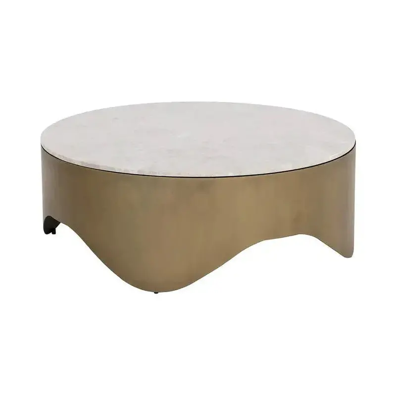 Guinevere White Marble Round Coffee Table 1