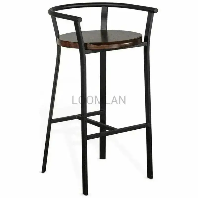 H-Frame Barstool With Solid Wood Seat – Bar Height 1