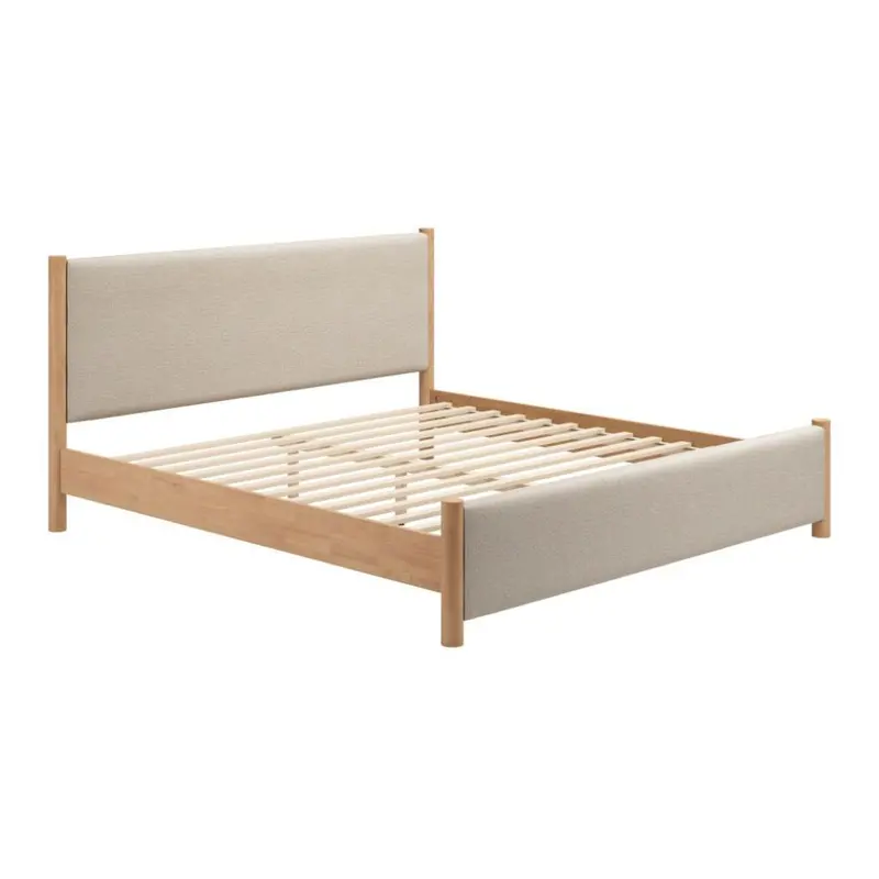 Hadi Tactile Textured Fabric Bed Frame – Modern Neutral Design 1