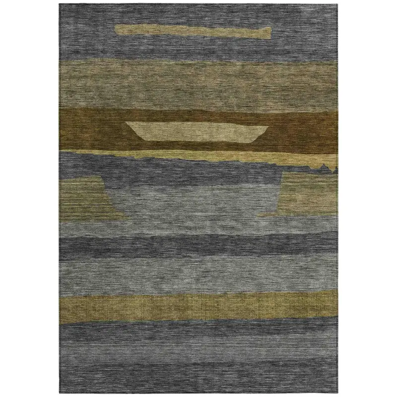 Haelora Slate Gray Washable Area Rug – Modern Indoor-Outdoor Style 1