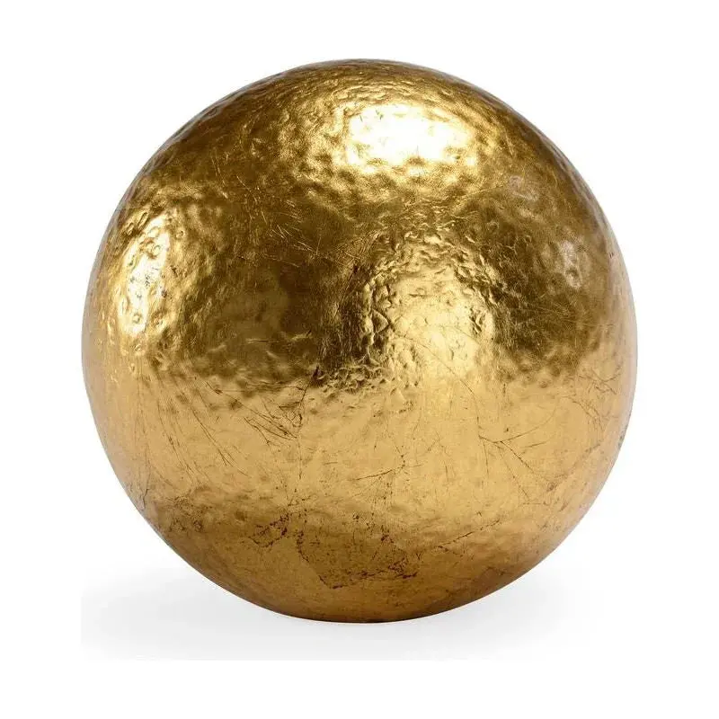 Hammered Gold Orb Sculpture – Warm Reflective Decorative Sphere 1