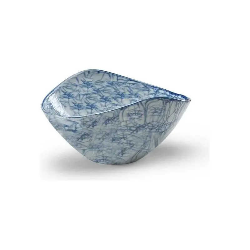 Hand-Glazed Oval Porcelain Centerpiece Bowl 1