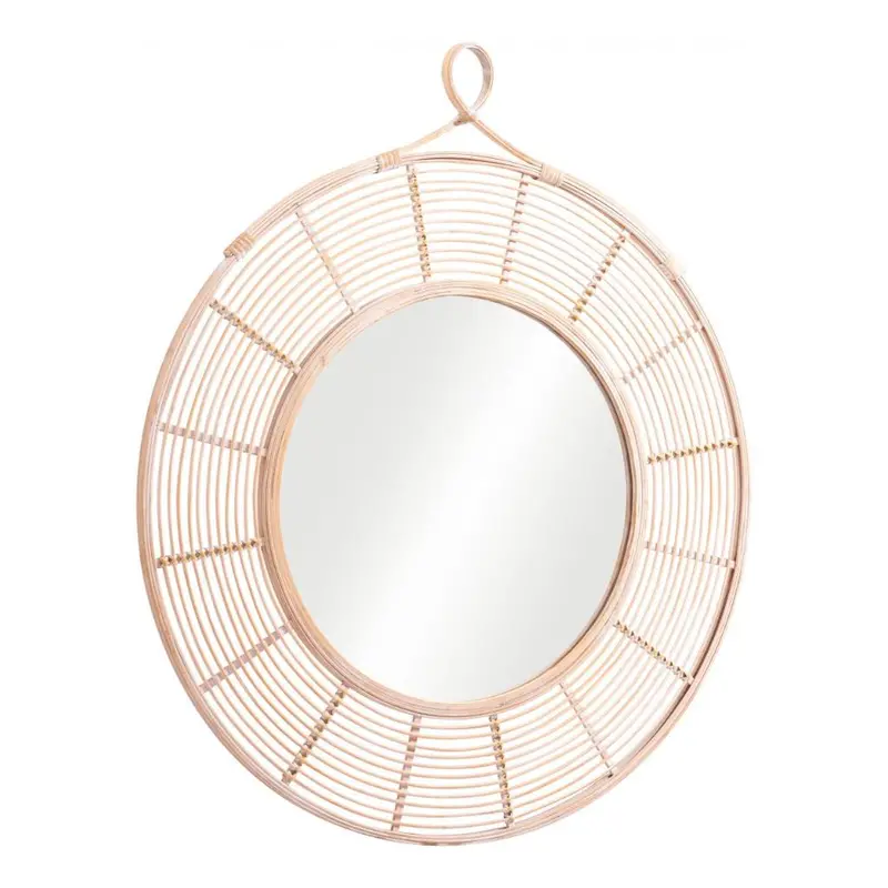 Hand-Painted Rattan Frame Wall Mirror For Boho-Inspired Walls 1