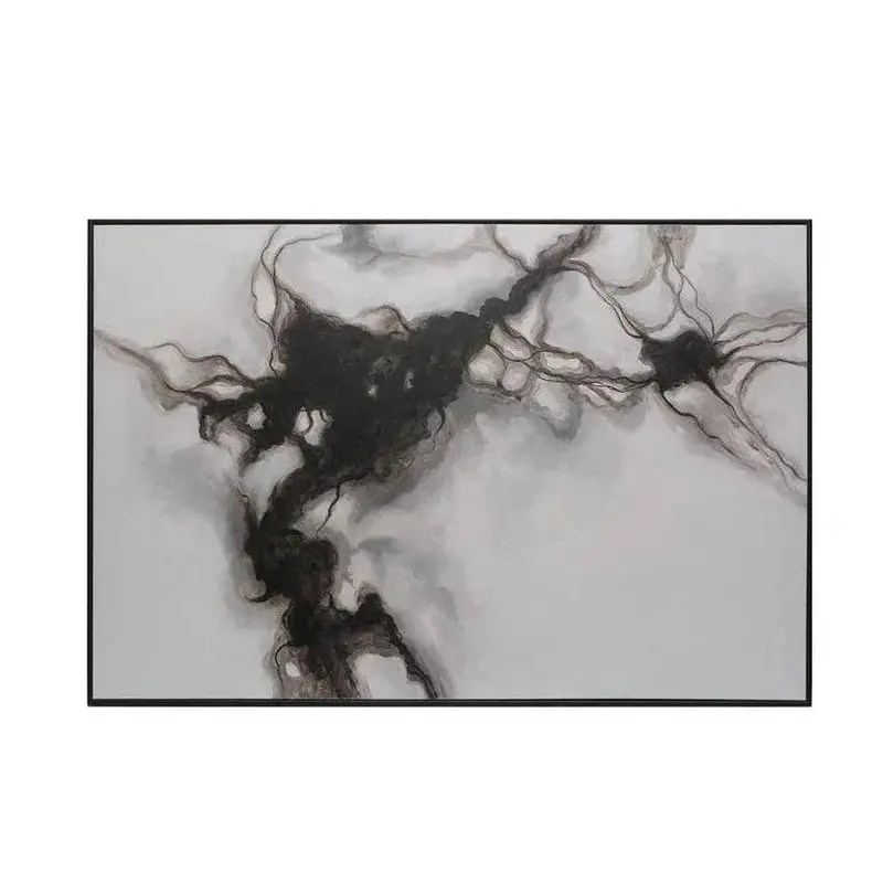 Hand-Painted Screen-Style Wall Art In Black Floater Frame 1