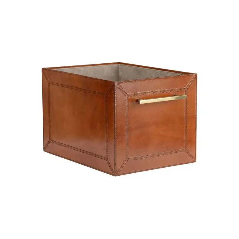 Handcrafted Leather Storage Cube Box 1