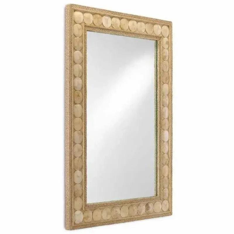 Handwoven Straw, Abaca & Coco Shell Buko Rectangular Mirror 1