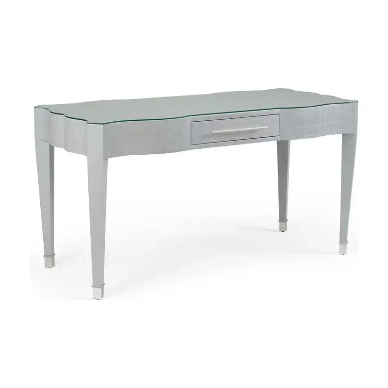 Harlee Grey Desk With Tempered Glass Top – Urban Chic Workspace 1