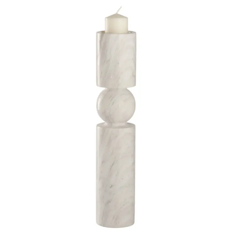 Harper White Marble Pillar Candle Holder 1