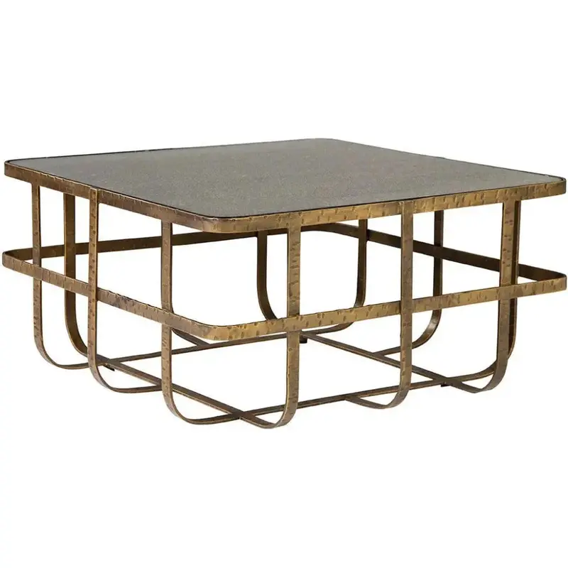 Harvest Square Coffee Table With Polished Marble Surface 1